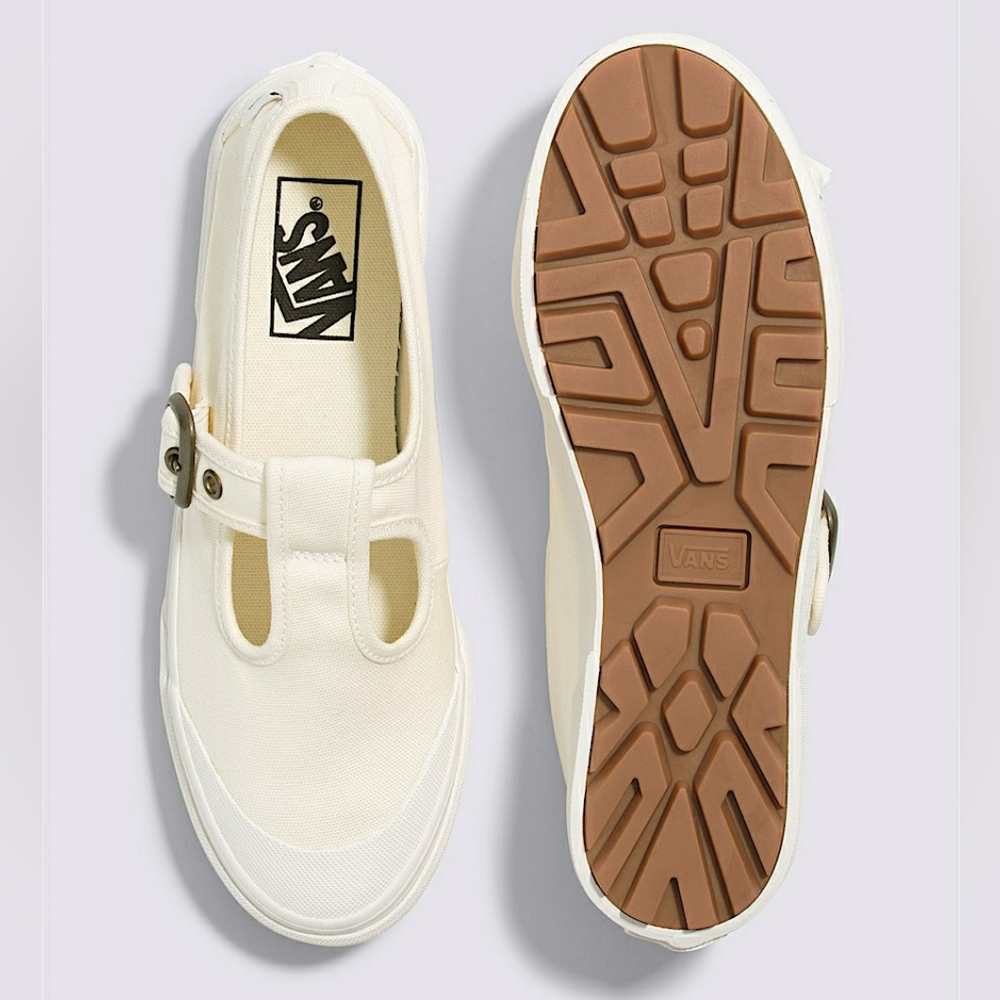 Vans Style 93 Mary Jane Women Beige Canvas Buckle Shoes Chunky Lug NEW
